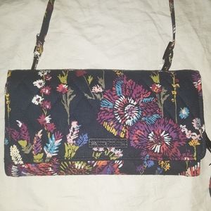 Vera Bradley Midnight Wildflowers RFID Protection 3 in 1 Crossbody Clutch Wallet